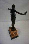 After Chiparus, Cast Bronze Art Deco Style Figure, Modelled as a semi clad female, stamped DH