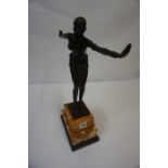 After Chiparus, Cast Bronze Art Deco Style Figure, Modelled as a semi clad female, stamped DH