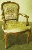 French Style Embroidered Open Armchair, 89cm high