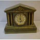 Onyx Twin Train Mantel Clock, in the Corinthian style, 27cm high