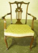 Rosewood Open Parlour Armchair, circa early 20th century, 92cm high