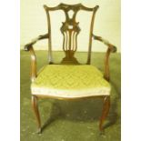 Rosewood Open Parlour Armchair, circa early 20th century, 92cm high