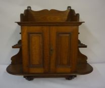 Mahogany Wall Hanging Smokers Cabinet, Having two doors enclosing fitted drawers, flanked by open