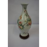 Chinese Doucai Famille Verte Porcelain Vase, Decorated with peaches in foliage and flying bats,