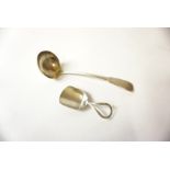 Silver Sauce Ladle, Hallmarks for Edinburgh, makers marks W.C, engraved to handle, 16cm long, also