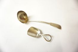 Silver Sauce Ladle, Hallmarks for Edinburgh, makers marks W.C, engraved to handle, 16cm long, also