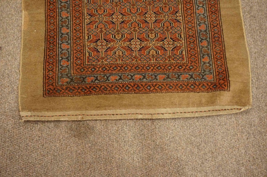 North West Persian Runner, Decorated with allover floral panels on a red and blue ground, with beige - Image 3 of 4