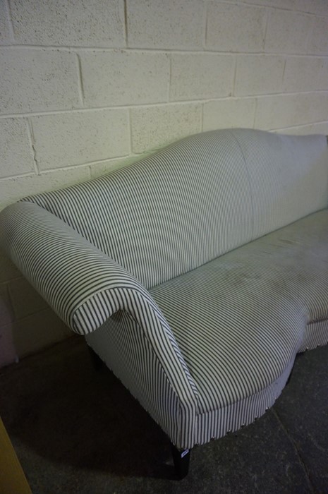 Upholstered Wing Back Three Seater Parlour Style Settee, raised on tapered feet, 83cm high, 242cm - Image 2 of 3