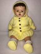 Composition Headed Doll by Reliable of Canada, circa 1930s, Having knitted clothes, signed to back