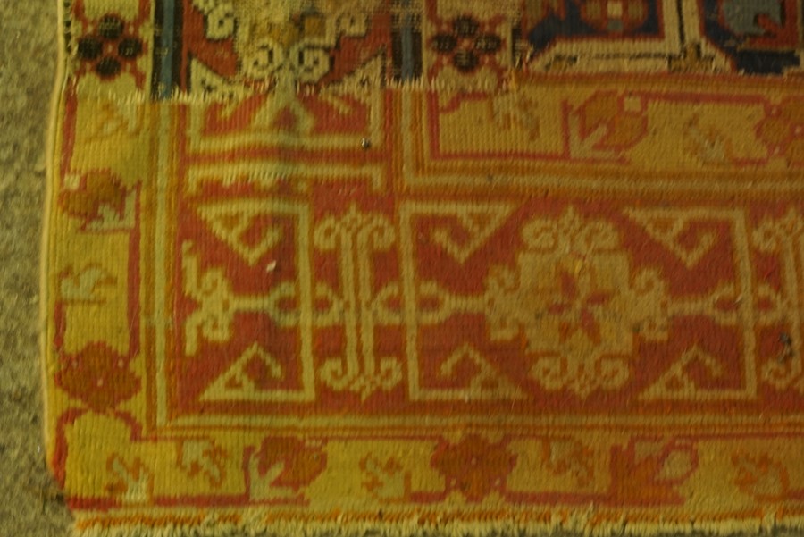 Shirvan Kuba Rug (Caucasian) Decorated with allover floral and geometric motifs on a red and blue - Image 6 of 7