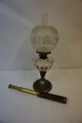 Vintage Brass Draw Telescope, 51cm long, also with an oil lamp, (2)