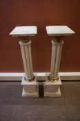 Pair of Italian Style Marble Columns, Having brass mounts, 102cm high, 25cm wide, (2)