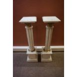 Pair of Italian Style Marble Columns, Having brass mounts, 102cm high, 25cm wide, (2)