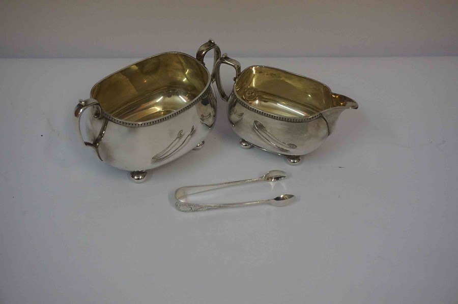 Silver Plated Four Piece Tea Set, Comprising of spirit kettle, tea pot, sugar and cream, also with a - Image 6 of 7