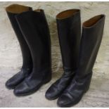 Two Pairs of Black Riding Boots, with stirrups Condition reportBoot 1 -  heel to toe -11.5" approx