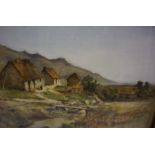 G Farqhan "Thatched Cottages" Watercolour