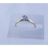 18ct Gold and Diamond Ring, set with a single stone diamond, ring size I, overall weight 2.1 grams