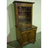 Victorian Mahogany Bookcase on Cupboard Base, Having a glazed door enclosing a shelved interior,