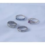 Four Ladies 9ct Gold Rings, to include gem set examples, overall weight 11.4 grams, (4)
