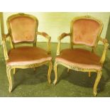 Pair of French Style Velour Open Armchairs, 87cm high, (2)