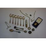 Mixed Lot of Silver, to include badges, fruit knife, teaspoons etc