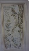 S Pyle 18th Century Double Sided Coloured Engraved Map of road from Edinburgh to Thurso etc, and the