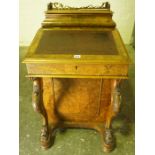 Victorian Walnut Davenport, Having a maple lined interior, four drawers to one side with opposing