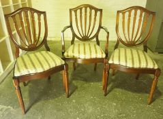 Set of Six Hepplewhite style Dining Chairs, to include pair of carver chairs, (6)