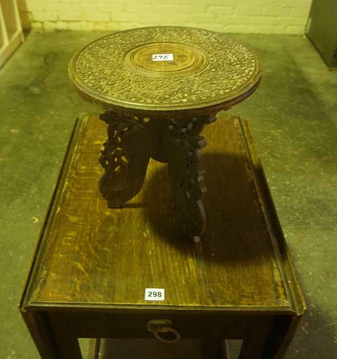 Oak Tea Trolley, 70cm high, 99cm wide, also with a small Burmese table and a coffee table, (3) - Image 3 of 3