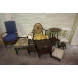 Mixed Lot of Occasional Chairs, Tables and Stools, (12)