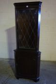 Reproduction Corner Cabinet, Having a glazed door above a cupboard door, 182cm high