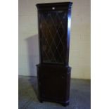 Reproduction Corner Cabinet, Having a glazed door above a cupboard door, 182cm high