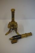 Brass Telescope on stand, stamped J Swift & Son to stand,