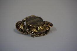 9ct Gold and Enamel Mourning Brooch, unmarked tested for 9ct, engraved to reverse, 13.5 grams,