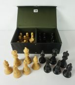 Carved Chess Set, in ebony and ivory colour, 32 pieces