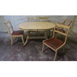 Regency Style Extending Twin Pedestal Dining Table with Five Chairs, (20th century) to include one