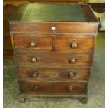 Georgian Mahogany Clerks Chest of Drawers, circa early 19th century, Having a tooled desk to the