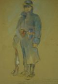 French School (circa early 20th century) "Soldier" Pastel, written in pencil in French to lower
