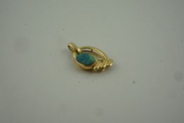 18ct Gold Fire Opal and Diamond Pendant, stamped 750, overall weight 1.6 grams, also with a pair