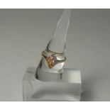 9ct Gold Gem Set Marquis Ring, stamped 375, overall weight 2.39 grams, ring size S
