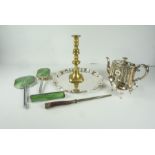 Mixed Lot of Silver Plated Wares, to include a tray, sauce boat, also with an Art Deco three piece
