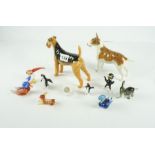 Beswick Airedale Dog Figure, also with a mixed lot of porcelain and minature glass ornaments, to
