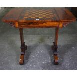 Regency Rosewood and Marquetry Games Table, circa early 19th century, Having a sliding