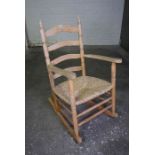 Ladder Back Rocking Chair, Having a woven seat, 100cm high