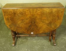 Victorian Walnut Sutherland Table, Raised on column supports, terminating on scroll feet with