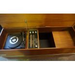 Pye Cambridge Radiogram, 62cm high, 118cm wide, 39cm deep, also with a quantity of vinyl records, (a