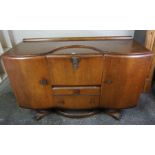 Vintage Walnut Sideboard, Having a cocktail compartment, 88cm high, 138cm wide, also with a pedestal