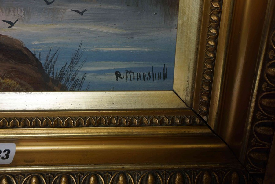 R. Marshall (British) "Loch Lochy" Oil on Canvas, signed lower right, 49cm x 29.5cm, in gilt frame - Image 3 of 3