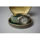 Sekonda Ladies Wristwatch, set with gemstone style stones to the bezel, also with a Zeon wristwatch,