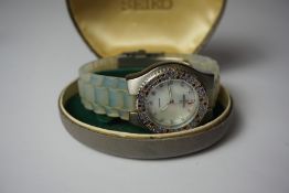 Sekonda Ladies Wristwatch, set with gemstone style stones to the bezel, also with a Zeon wristwatch,